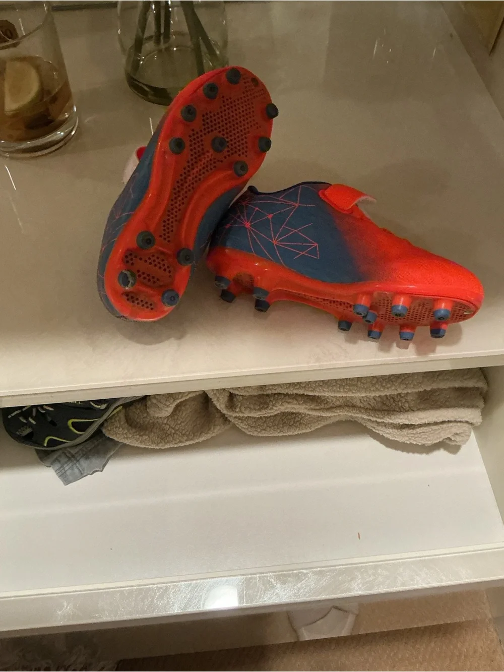 Brooman Unisex Kids Firm Ground Soccer/ football Cleats Blue/orange US 9 kids